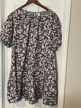 Ava & Viv Navy Floral Dress with Lavender and Yellow Accents